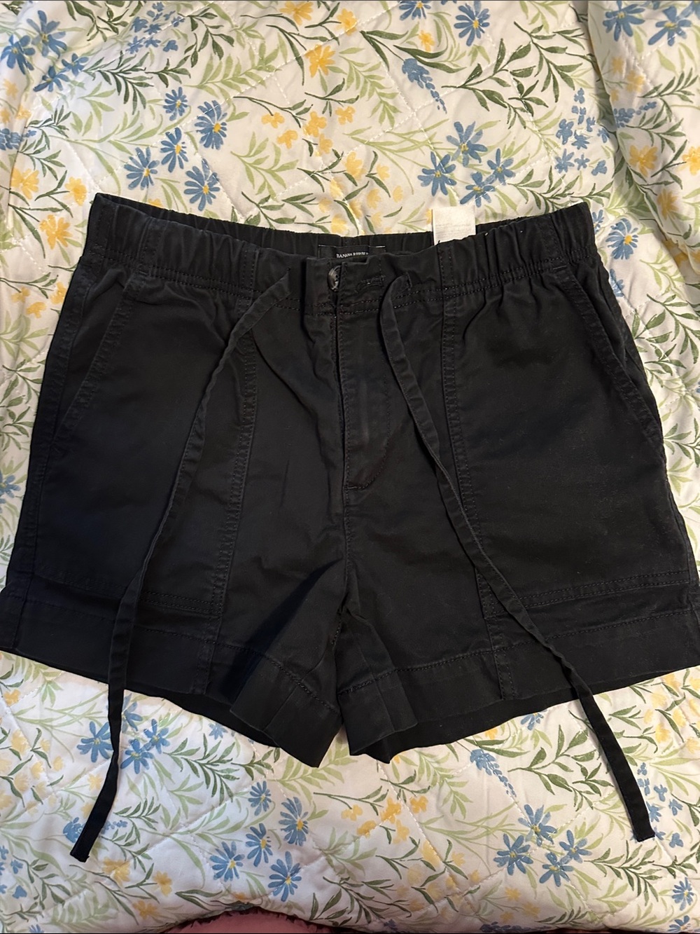 Banana Republic Factory Black High-Waist Drawstring Shorts